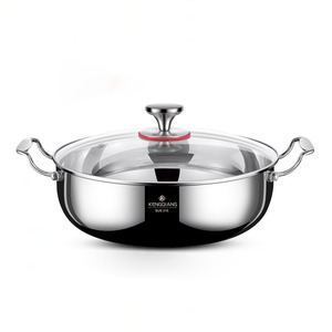 Pentola di vetro diretta in acciaio inossidabile coperchio a induzione con fondo a due maniglie piano cottura a Gas cucina pentola calda per zuppa - Product Image 2