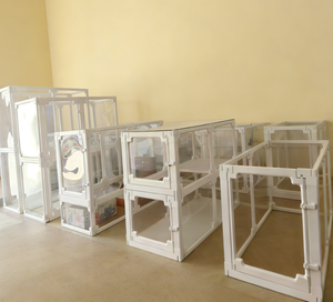 Recinto Moderno Trasparente in ABS/PET per Porcellini d'India e Cani con Design Perforato, Facile Installazione, Sicurezza per Interni. - Product Image 4