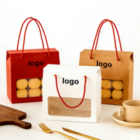 Boîte à poignée en papier kraft avec fenêtre et logo personnalisé pour emballage de bonbons, miel, confiture, biscuits, fruits secs
