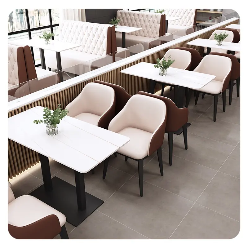 Cadeira de jantar popular moderna para restaurantes, mesas e cadeiras de negociação, mobília em couro para café