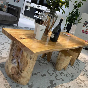 Escritorio de madera Original grande de estilo nórdico, taburetes de mesa de madera maciza de diseño moderno, otomanos para sala de estar o tienda de ropa - Product Image 1