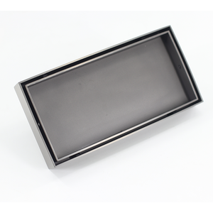 Drain linéaire encastrable invisible <span class=keywords><strong>pour</strong></span> carrelage 20x10cm, gris anthracite brossé, en acier inoxydable 304, anti-odeur, <span class=keywords><strong>pour</strong></span> salle <span class=keywords><strong>de</strong></span> bain - Product Image 3