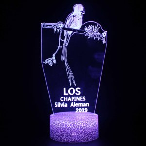Búhos de luz nocturna 3D, águilas y pájaros cantores LED de 7 colores con control táctil Base de grietas Acrílico Festival creativo Regalo - Product Image 5