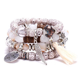Venta caliente joyería de moda '<span class=keywords><strong>I</strong></span> <span class=keywords><strong>Love</strong></span> You' Charm colgante ala pulsera mujeres flecos cuentas pulsera - Product Image 6