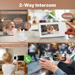 Telecamera di Sicurezza WiFi Tuya Smart Home per Bambini e Animali Domestici con Schermo LCD da 4,5 Pollici, <span class=keywords><strong>Zoom</strong></span> PTZ, Sensore di Temperatura e Ninna Nanna - Product Image 5
