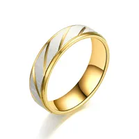 Paar-Matching-Ringe Edelstahl Modeschmuck Unisex-Ringe Zweifarbig Gebürstetes Diagonalmuster