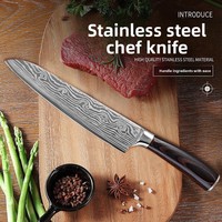 Couteau de cuisine multifonctionnel pour sashimi de chef japonais, acier inoxydable, lame de 8 1/2 pouces, ambidextre, passe au lave-vaisselle, moderne