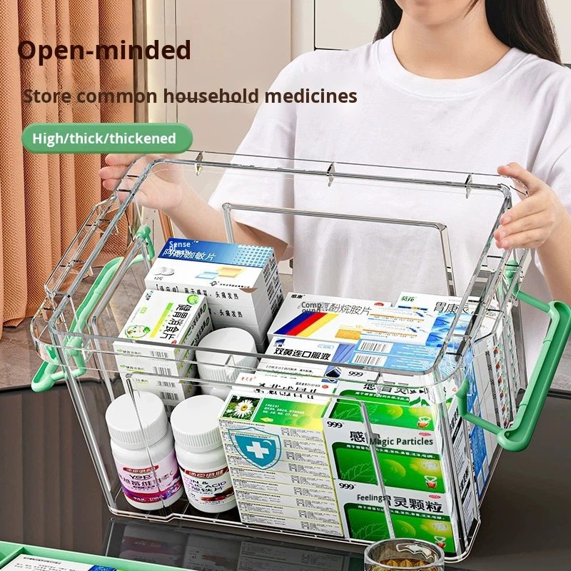 Large-Capacity Transparent Medicine Storage Box Multi-Layer Home Use Medical First-Aid Aluminum Plastic Box for Garage Use