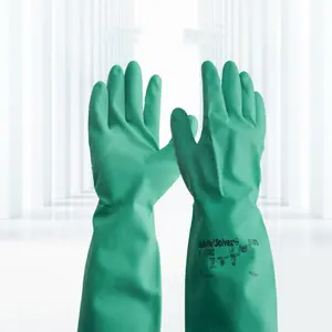 Зеленый Цвет Промышленные резиновые ПВХ перчатки анти-химические