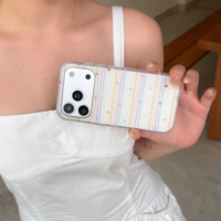 NOUVELLE Coque de téléphone IMD mate à rayures colorées et étoiles pour iPhone 18 Pro Max 17 Pro 16 15 14 13 – Housse de protection tendance pour filles