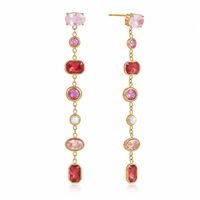Nouvelles boucles d'oreilles européennes et américaines en acier inoxydable coloré avec pampilles et zirconias - boucles d'oreilles clous de luxe au design de niche pour femmes
