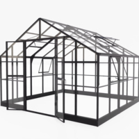 Invernadero de Aluminio G-MORE AMT605-B de Bajo Mantenimiento y Fácil Montaje, Paneles de PC, Marco con Recubrimiento en Polvo, Negro, Doble Puerta Abatible para Jardín