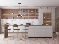Meuble de cuisine modulaire en bois massif CHENTIAN - Design moderne écologique, unité de rangement ajustable et gain de place, montage facile