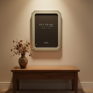 Beltrami Handmade Silver Plated Elegant Photo <b>Frame</b> with Embossing Printing Rectangle Wood Structure <b>Wall</b> Mount Made in Italy - Product Image 3