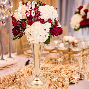 Trumpet Shaped <strong>Flower</strong> <strong>Vase</strong> With Crystal Ball Simple European Style Desktop <strong>Flower</strong> Stand for Gold Centerpieces Wedding Home Decor - Product Image 3