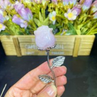 Prix d'usine – Fleurs de cristal mélangées en quartz rose avec fleurs en fluorite naturelle sculptées à la main en métal – Cadeau de sculptures en cristal