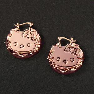 UWIN Schattige HK Twist Creolen Op Maat Gemaakt Cartoon Katten Roestvrijstalen Bamboe Creolen HK Oorbellen voor Kinderen of Vrouwen - Product Image 5