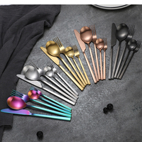Luckygoods LDX180 Ensemble de couverts de luxe pour hôtel, couteau, fourchette, cuillère, acier inoxydable mat doré, très vendu