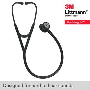 Estetoscopio <span class=keywords><strong>Littmann</strong></span> <span class=keywords><strong>Cardiology</strong></span> IV, 6201, Tubo negro, estetoscopio negro, tallo azul, 3M, 6201 - Product Image 2