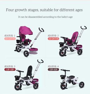 Approvisionnement d'usine Parasol Enfants Poussette 1-6 Ans Enfants Scooter 3 Roues Enfants Vélo Bébé Tricycle Siège Pivotant Demi Inclinable - Product Image 3