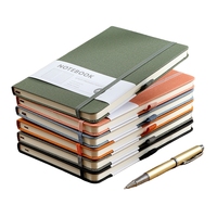 Carnet A5 en Similicuir avec Logo Personnalisé Imprimé, 100 Pages Lignées Blanc Ivoire, Reliure Thermique, Journal Scolaire Macaron