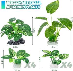Betta Fish Tank Decor 10-pack Kunststof, Keramiek & Zijde Aquariumplanten voor Bureau-<span class=keywords><strong>aquarium</strong></span> en Visbakdecoratie - Product Image 3