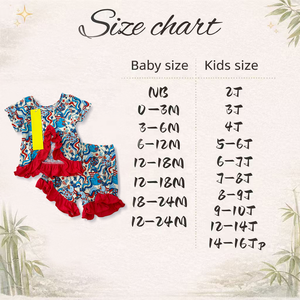Set di <span class=keywords><strong>Abbigliamento</strong></span> per Bambine DH ODM Boutique con Stampa Patriottica Retrò, Pigiama Elasticizzato in Bambù con Volant per il Mercato USA e Australia - Product Image 3