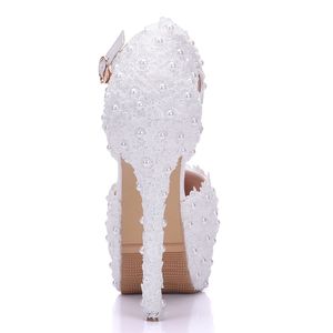 BS048 <span class=keywords><strong>scarpe</strong></span> da <span class=keywords><strong>sposa</strong></span> con plateau con tacchi alti in pizzo bianco <span class=keywords><strong>scarpe</strong></span> da <span class=keywords><strong>sposa</strong></span> con tacco alla caviglia da donna sandali da damigella - Product Image 3