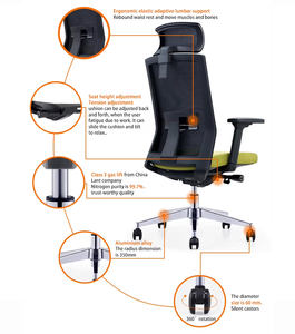 Chaise de <span class=keywords><strong>bureau</strong></span> pivotante en maille à dossier haut avec support lombaire et accoudoirs 3D, fournisseurs chinois - Product Image 3