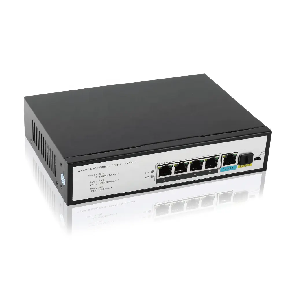 4 גיגה-ביט מלא PoE 1 1000Mbps RJ45 Uplink 1 Giga SFP Ethernet צמוד קיר OEM מתכת לא מנוהל מתג רשת אבטחה PoE