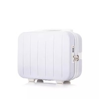 Trousse de Maquillage Portable Rayée en Polyester de 14 Pouces avec Fermeture Éclair, Légère et Durable pour Femmes, Séparation Humide/Sèche, Mignonne, à Suspendre