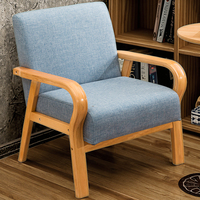 Sillón de tela de lino PU de cuero de madera curvada para una sola persona, sofá de respaldo bajo de tamaño pequeño para comedor, sala de estar, dormitorio, ocio