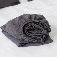 Nouvelle drap-housse 100 % lin couleur unie ultra doux avec élastique