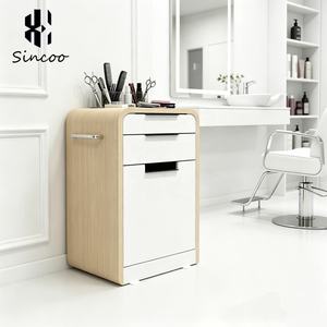 Modern Commercial Hair Salon <b>Trolley</b> Cart MDF Solid Wood Texture Easy Moving Professional Styling Barbershop <b>Tool</b> Cabinet - Product Image 1