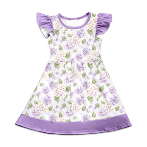 Vestido de Verano para Niñas, de Seda de Leche, con Mangas con Volantes, Estampado Personalizado ODM, Largo hasta la Rodilla - Product Image 1