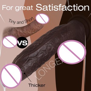 Dildo Enorme <span class=keywords><strong>de</strong></span> Silicona Líquida Negra <span class=keywords><strong>de</strong></span> Doble Capa, Juguete Sexual Anal Femenino Realista, Masturbador <span class=keywords><strong>de</strong></span> <span class=keywords><strong>Carne</strong></span> Suave, <span class=keywords><strong>Pene</strong></span> Falso con Ventosa - Product Image 4