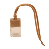 Flacon de parfum vide en verre plat carré recyclable de 10 ml avec bouchon en bois et joint en liège pour utilisation en voiture ou comme flacon de sérum pour soins de la peau