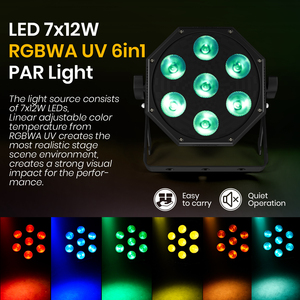SHEHDS LED Par 7x12W RGBLAC 6in1 Automatic Mode Par <b>Light</b> for DJ Lighting with PowerCon - Product Image 5