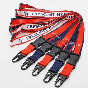 En gros, Lanière en polyester détachable à rayures avec mousqueton de sécurité, pour badge d'identification d'étudiant, avec logo personnalisé - Product Image 1