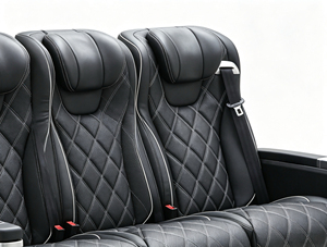 Sièges arrière en cuir Nappa noir avec table pliante pour la rénovation intérieure de fourgonnettes MPV, sièges de voiture modifiés MPVBC0061 en cuir pour l'arrière - Product Image 3