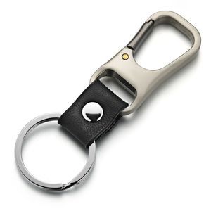 Groothandel duurzame roestbestendige lederen & zinklegering karabijnhaak sleutelhanger met riemclip voor zakelijke autosleutelring - Product Image 3