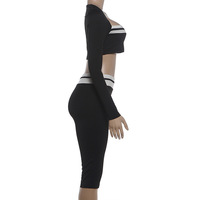GX2414 Nouvelle Collection Automne 2026 – Ensemble 2 Pièces Tendance pour Femme : Haut Court à Manches Longues et Pantalon Capri Style Streetwear