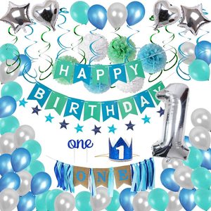Decoraciones azules <span class=keywords><strong>para</strong></span> fiestas de cumpleaños, decoración <span class=keywords><strong>para</strong></span> primer cumpleaños <span class=keywords><strong>para</strong></span> hombres, mujeres y niños - Product Image 5