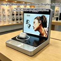 Support d'exposition moderne et écologique pour casques audio, autoportant, avec plaque lumineuse LED amovible en acrylique pour écouteurs