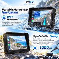 Écran CarPlay pour moto CH, étanche, avec GPS et double caméra embarquée pour Bluetooth et Android Auto