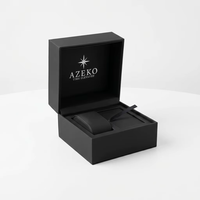 Boîte en cuir PU noir de haute qualité, fabriquée à la main, pour un seul montre, avec insert en velours doux, logo personnalisé, cadeau