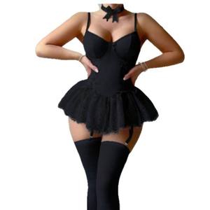 Sexy Spitzen-Netzstoff-Nachthemd-Set mit Leichter Formgebung, Atmungsaktiv, Dünner Strickstoff, Herausnehmbare Cups, 100% Polyester, Damen - Product Image 3