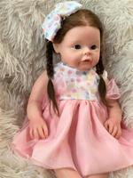 Bébé Reborn Fille en Silicone Plein Corps de 20 Pouces, Réaliste avec Cheveux Longs, pour l'Entraînement et l'Éducation des Nouveaux Parents en Maternité