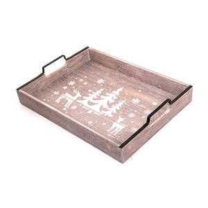 Bandeja de <span class=keywords><strong>madera</strong></span> de alta calidad <span class=keywords><strong>para</strong></span> servir con pintura y asas <span class=keywords><strong>para</strong></span> decoración del hogar - Product Image 2