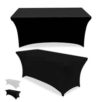 Housse de table en polyester blanche élastique pour hôtel, restaurant, banquet de mariage, 4FT 6FT
